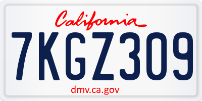 CA license plate 7KGZ309