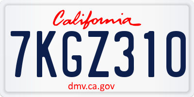 CA license plate 7KGZ310