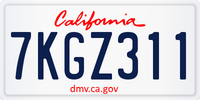 CA license plate 7KGZ311