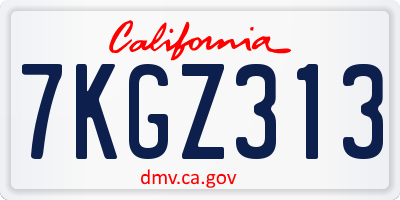 CA license plate 7KGZ313