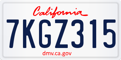 CA license plate 7KGZ315