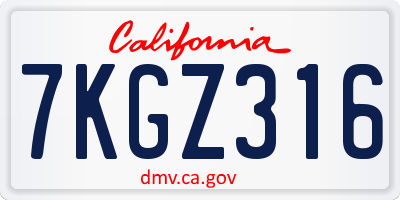 CA license plate 7KGZ316