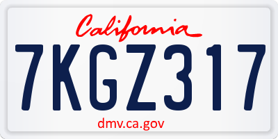 CA license plate 7KGZ317