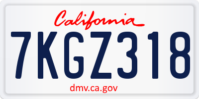 CA license plate 7KGZ318