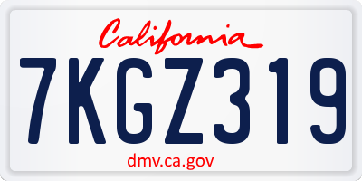 CA license plate 7KGZ319