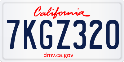 CA license plate 7KGZ320