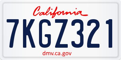 CA license plate 7KGZ321