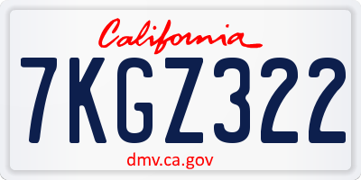 CA license plate 7KGZ322