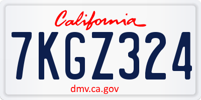 CA license plate 7KGZ324