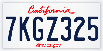 CA license plate 7KGZ325