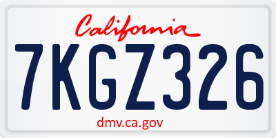 CA license plate 7KGZ326
