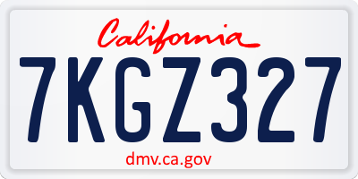 CA license plate 7KGZ327