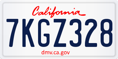 CA license plate 7KGZ328