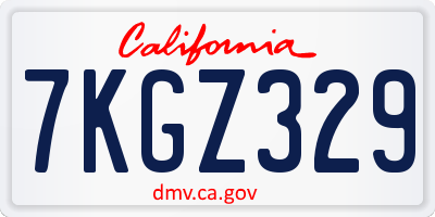 CA license plate 7KGZ329