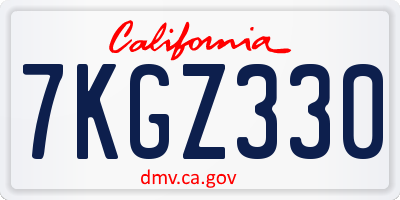 CA license plate 7KGZ330