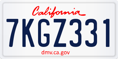 CA license plate 7KGZ331