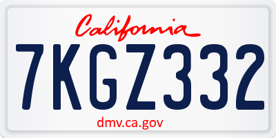 CA license plate 7KGZ332