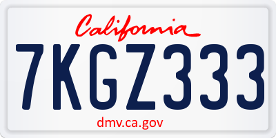 CA license plate 7KGZ333