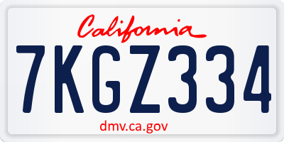 CA license plate 7KGZ334
