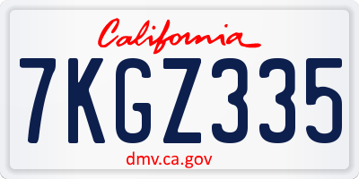 CA license plate 7KGZ335