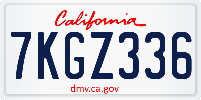 CA license plate 7KGZ336