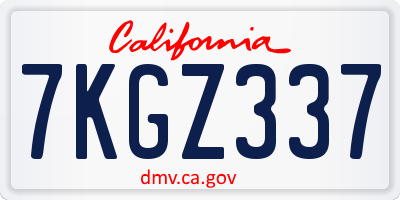 CA license plate 7KGZ337