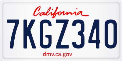 CA license plate 7KGZ340
