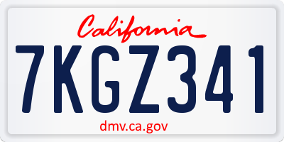 CA license plate 7KGZ341