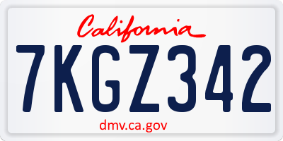 CA license plate 7KGZ342