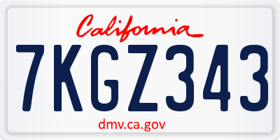 CA license plate 7KGZ343