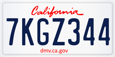 CA license plate 7KGZ344