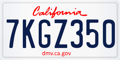 CA license plate 7KGZ350