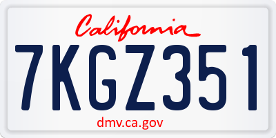 CA license plate 7KGZ351
