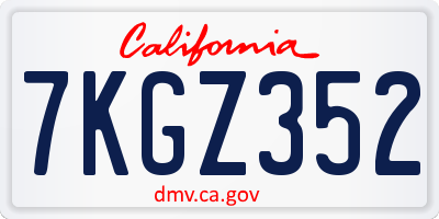 CA license plate 7KGZ352