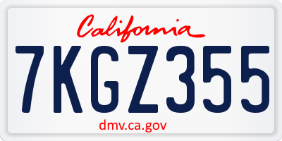 CA license plate 7KGZ355