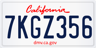 CA license plate 7KGZ356