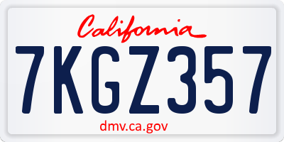 CA license plate 7KGZ357