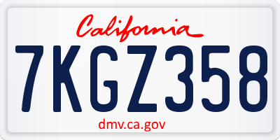 CA license plate 7KGZ358