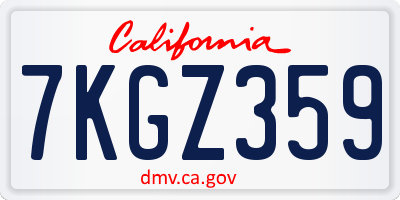 CA license plate 7KGZ359