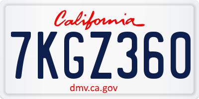 CA license plate 7KGZ360