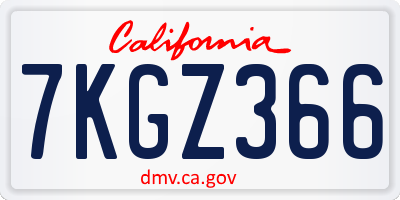CA license plate 7KGZ366