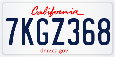 CA license plate 7KGZ368