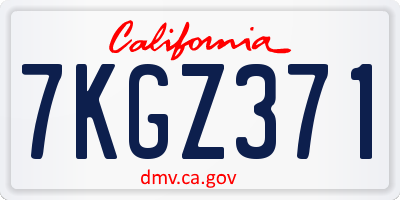 CA license plate 7KGZ371