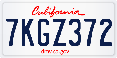 CA license plate 7KGZ372