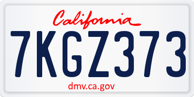 CA license plate 7KGZ373