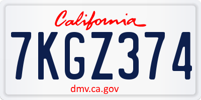 CA license plate 7KGZ374