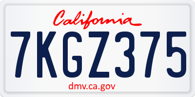 CA license plate 7KGZ375