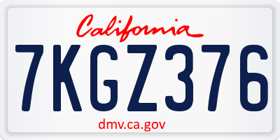 CA license plate 7KGZ376