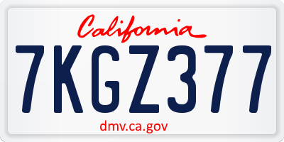 CA license plate 7KGZ377