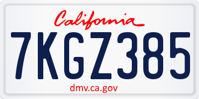 CA license plate 7KGZ385